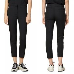 Sandro Black Andy Cropped Trouser Pants Womens 34 US2 Tapered Ankle Career‎